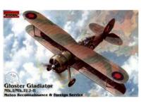 Rod438 Roden Британский истребитель-биплан Gloster Gladiator Mk.II Meteorologikal (1:48)