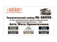 48999 АКАН Набор красок на акриловом разбавителе 64001 + клей, "Авто/мото/бронетехника".