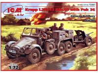 72461 ICM Германский легкий тягач Krupp L2H143 Kfz69 с пушкой Рас 36 (1:72)