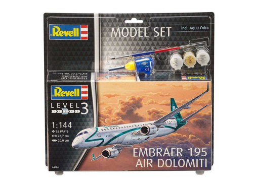 64884 Revell Подарочный набор с моделью бразильского пассажирского самолета Embraer (1:144)