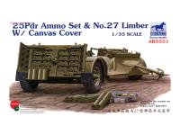 AB3551 Bronco 25pdr Ammo set и тележка No.27 с брезентовым тентом (1:35)