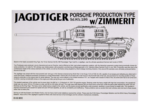 8012 Takom Немецкая САУ Sd.Kfz.186 Jagdtiger (Porsche Production) с циммеритом (1:35)