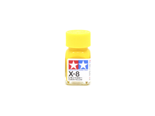 X-8 Lemon Yellow gloss, enamel paint 10 ml. (Лимонный жёлтый глянцевый) Tamiya 80008