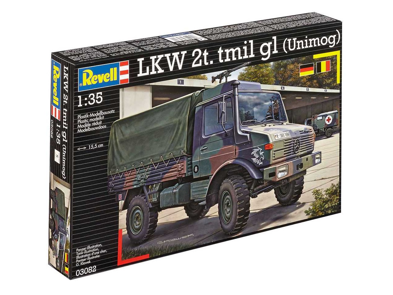 03082 Revell Немецкий 2-тонный армейский грузовик Unimog Lkw 2t tmil gl  (1:35) купить сборную модель в интернет-магазине Моделист - Доставка по  всей России