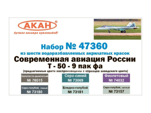 47360 АКАН Набор: Современная авиация России: Т-50-9 ПАК ФА (6 шт.)
