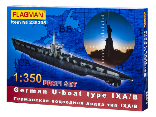 235305 Флагман Немецкая подводная лодка Type IXА/B Profi set (1:350)