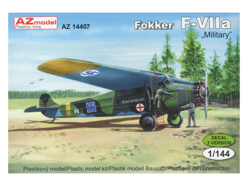 AZ14407 AZ Model Военно-транспортный самолёт Fokker F-VIIA Military (1:144)