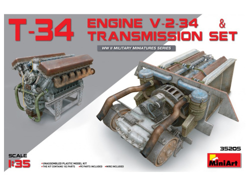 35205 MiniArt Двигатель V-2-34 с трансмиссией (1:35)