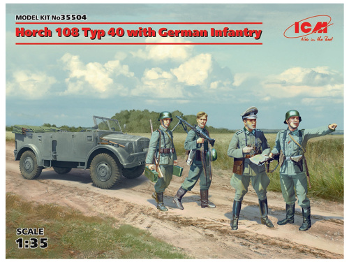 35504 ICM Германскиие военный автомобиль Horch 108 Typ 40 и пехотинцы (1:35)
