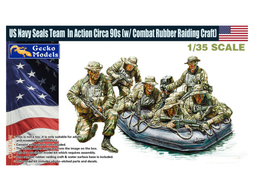 35GM0060 Gecko Models Набор миниатюр US Navy Seals Team In Action Circa 90s с лодкой (1:35)