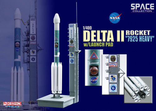 56339 Dragon Космический аппарат Delta II Rocket "7925 Heavy" с платформой (1:400)