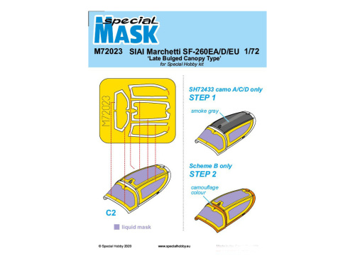 M72023 Special Hobby Комплект окрасочных масок для SIAI-Marchetti SF-260EA/D/EU (1:72)