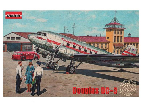 Rod309 Roden Американский ближнемагистральный транспортный самолёт Douglas DC-3 (1:144)