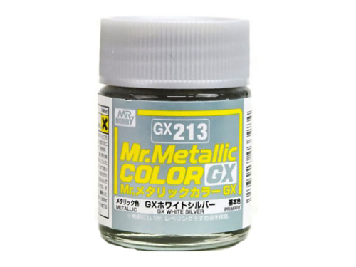 GX213 Mr.Hobby Mr.Metallic Color GX: Бело-серебряный металлик, 18 мл.