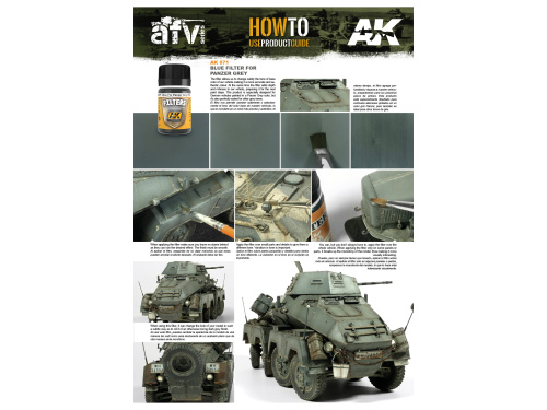 AK-071 AK-Interactive Фильтр для нанесения эффектов Blue for Panzer Grey, 35 мл.