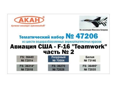 47206 АКАН Набор: Авиация США - F-16 "Teamwork" часть № 2. (6 шт.)