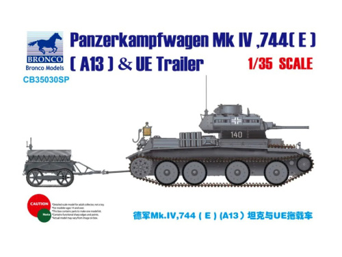 CB35030SP Bronco Трофейный танк Panzerkampfwagen Mk IV, 744(E) (A13) с прицепом (1:35)