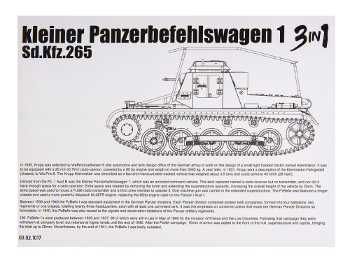 1017 Takom Немецкий командирский танк Kleiner Panzerbefehiswagen 1. Sd.Kfz.265 (1:16)
