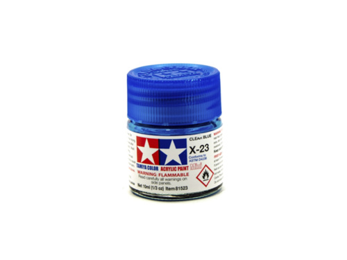 X-23 Clear Blue gloss, acrylic paint mini 10 ml. (Голубой прозрачный глянцевый) Tamiya 81523