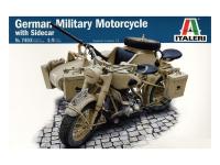 7403 Italeri Немецкий военный мотоцикл с коляской и пулеметом (1:9)