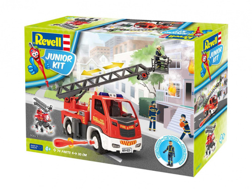 00823 Revell Набор для детей. Сборная модель "Пожарная машина с лестницей и фигуркой" (1:20)