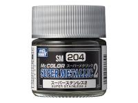 SM204 Mr.Hobby Краска акриловая на специальном разбавителе, супер металлик, Super Stainless 2, 10 мл