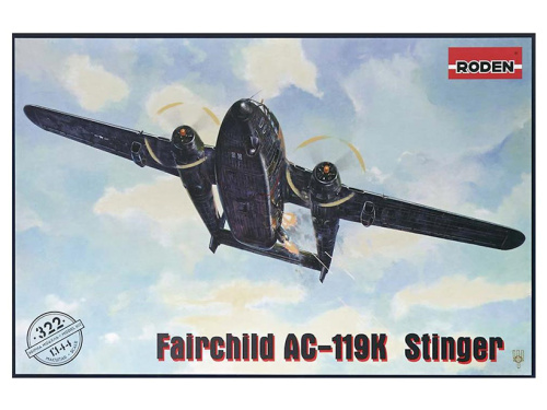 Rod322 Roden Американский военно-транспортный самолёт Fairchild AC-119K  Stinger (1:144)