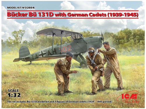 32034 ICM Самолёт Bücker Bü 131D с германскими кадетами (1939-1945 г.) (1:32)