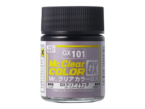 GX101 Mr.Hobby Краска целлюлозная на растворителе, Черный прозрачный лак, 18 мл.