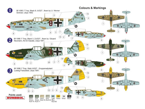AZ7663 AZ Model Немецкий истребитель Bf 109E-7Trop "Over Africa" (1:72)