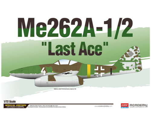 12542 Academy Немецкий самолет Me262A-1/2 Last Ace (1:72)