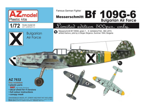 AZ7632 AZ Model Немецкий истребитель Messerschmitt Bf 109G-6 (1:72)