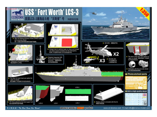 NB5028 Bronco USS Боевой корабль прибрежной зоны "Fort Worth" (LCS-3) (1:350)
