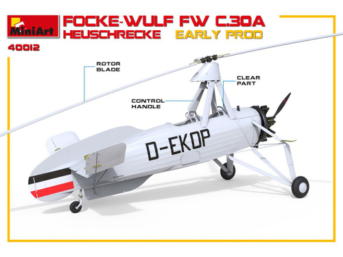 41012 MiniArt Разведывательный Автожир Focke Wulf FW C.30A “Grasshopper” (раннего производства) (1:3