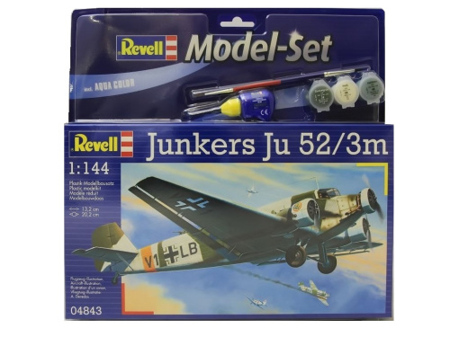 64843 Revell Подарочный набор со сборной моделью самолета Ju 52 (1:144)