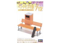 62010 Hasegawa Парковая скамейка и мусорная коробка Park bench & trash can (1:12)