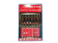 4302 JAS Набор надфилей с ручками 6 шт., блистерная упаковка + чехол