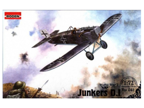 Rod041 Roden Немецкий истребитель-биплан Junkers D.I (LONG-FUSELAGE VERSION) (1:72)