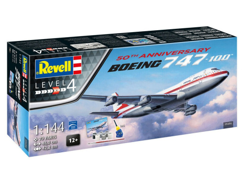 05686 Revell Подарочный набор с моделью самолета Boeing 747-100, 50th Anniversary (1:144) 