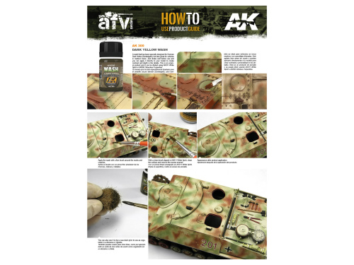 AK-300 AK-Interactive Эмалевая смывка Dark Yellow Wash (смывка для тёмно-желтого), 35 мл.
