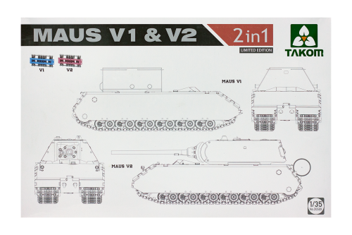 2050X Takom Немецкий экспериментальный сверхтяжелый танк "Maus" V1&V2 (1:35)