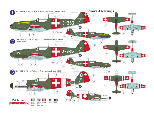 AZ7664 AZ Model Немецкий истребитель Bf 109E-3 "In Swiss Service" (1:72)