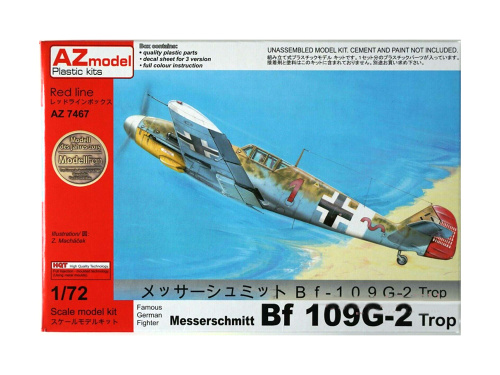 AZ7467 AZ Model Немецкий истребитель Messerschmitt Bf 109G-2 "Trop" (1:72)