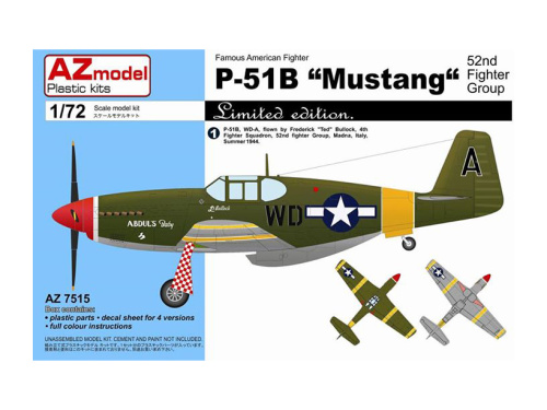 AZ7515 AZ Model Истребитель P-51B Mustang 52.nd FG (1:72)