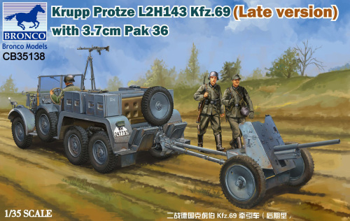 CB35138 Bronco Немецкий грузовик Krupp Protze L2H143 Kfz.69 с пушкой 3.7cm Pak 36 (1:35)
