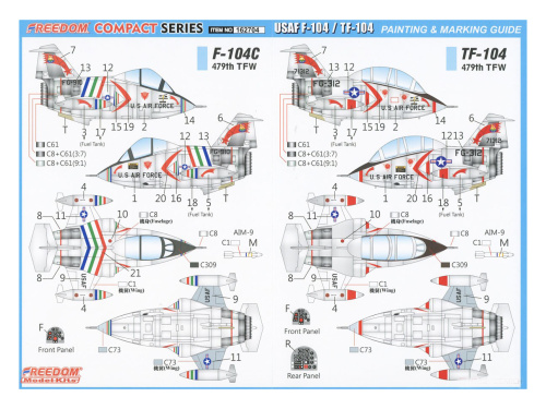 162704 Freedom Model Kits Набор самолётов USAF Star Fighter F-104 + TF-104