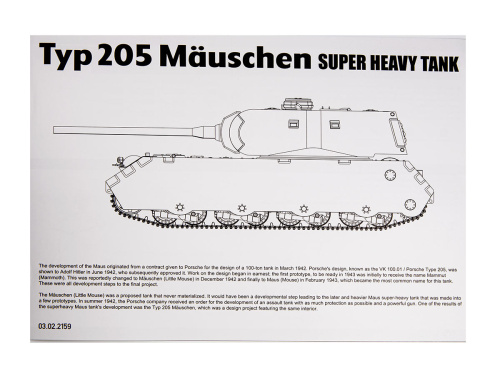 2159 Takom Супер-тяжелый танк Typ 205 Mauschen (1:35)