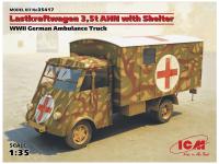 35417 ICM Lastkraftwagen 3.5 AHN с будкой, Германская военная машина скорой помощи 2 МВ (1:35)