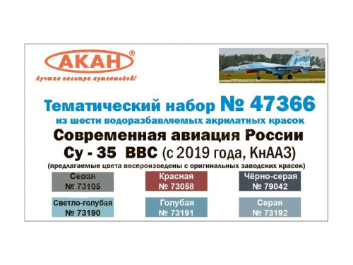 47366 АКАН Набор: Современная авиация России: Су-35С ВВС (с 2019 года, КнААЗ) (6 шт.)