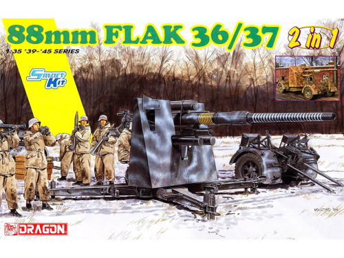 6923 Dragon Немецкая зенитная пушка 88 mm FLAK 36/37 (2 в 1) (1:35)